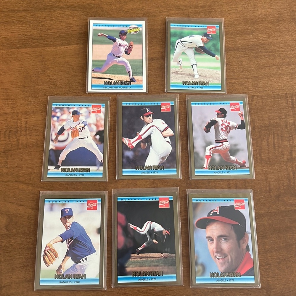 Donruss 1992 Nolan Ryan Lot Baseball MLB 8‎ cards Coca Cola Highlights